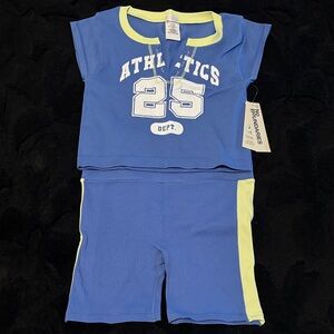 No Boundaries Blue and Yellow Athletic Tee & Short Set